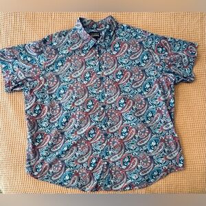 Daniel Cremieux Men’s 3XB Button Down Shirt Blue and Red Paisley